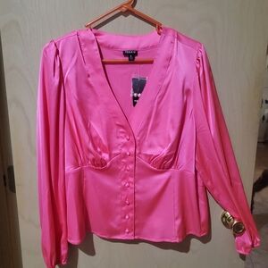 Torrid Women's Pink Satin Blouse, Size XL